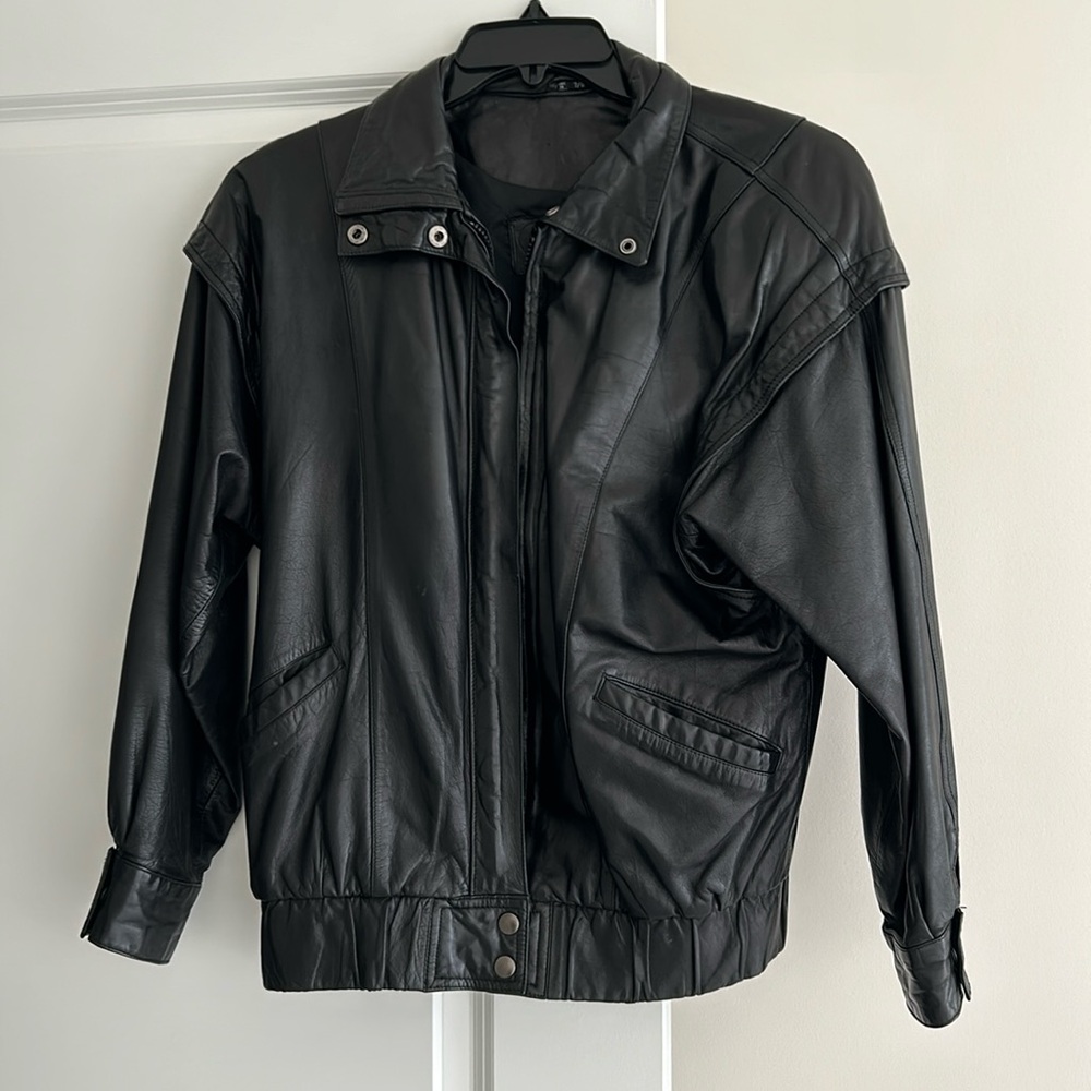 Vintage Georgetown Leather Design Black Jacket. Size 7/8
